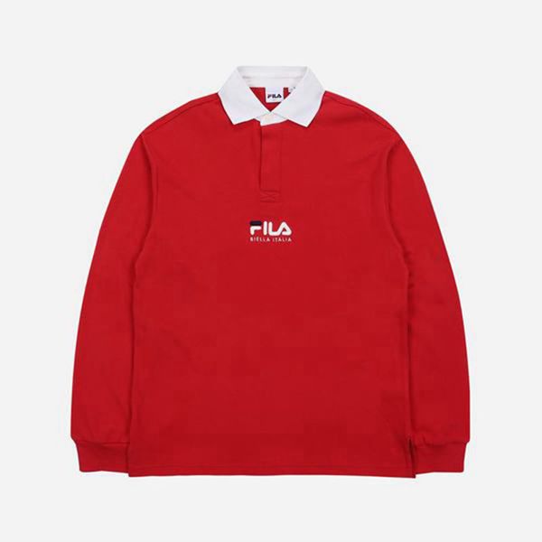 Fila Polokošeľa Damske Červené - Basic Rugby L/S Vypredaj - Slovakia 18903-PCHK